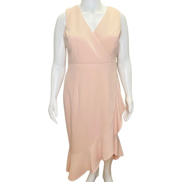 Xscape front wrap scuba crepe gown NWOT 14W in blush pink - Picture 1 of 6